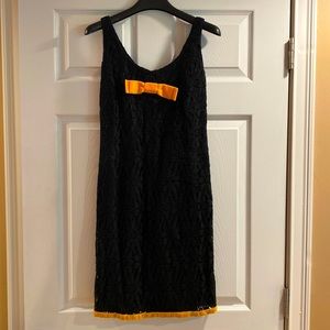 Anna Sui Black Lace Dress with Yellow Bow 35” length